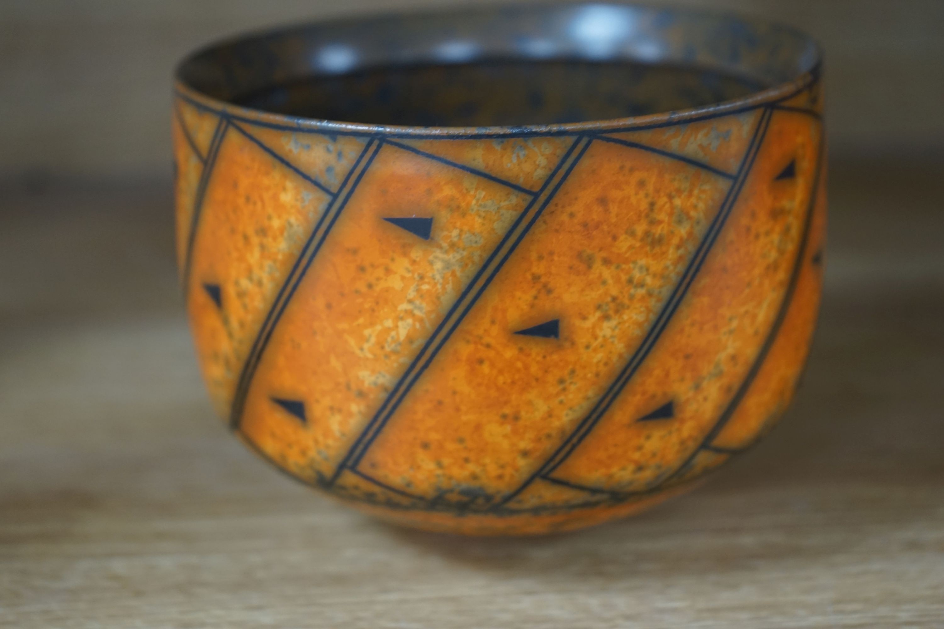 Duncan Ross (b.1943), a burnished terra-sigillata U-shaped vase (small glaze flake to rim) 15cm wide